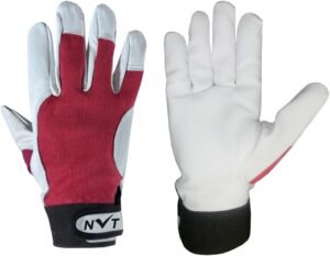 NVT DTC Real Leather Gardening Gloves Thorn Proof with Goatskin Leather Palm for Men and Women (4-Colors, Regular Sizes).