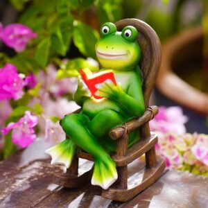 Nacome Frog Statues for Fairy Garden Accessories: Solar Outdoor Decor Figurine for Clearance Outside Lawn Ornaments Porch Patio Balcony – Unique Housewarming Birthday Small Gifts for Grandma Mom