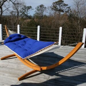 Nags Head Hammocks Sunbrella Royal Blue Tufted Hammock with Detachable Pillow, Handcrafted in The Carolinas, Accommodates 2 People with an 450 Pound Weight Capacity