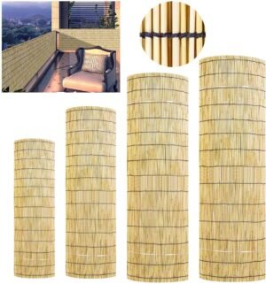 Natural Bamboo Fencing Decorative Fences Reedfence Privacy Screen Customizable Environment Protection Block the Line of Sight Sun Protection for Garden Balcony Backyard Patio Outdoor Indoor(Color:Natu