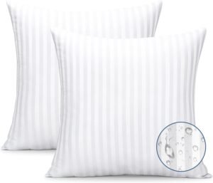 OTOSTAR Pack of 2 Outdoor Pillow Inserts 20x20 Inch Waterproof Throw Pillow Inserts Water Resistant Decorative Soft Fluffy Pillows with 3D Filling Stuffer Sham for Couch Sofa Cushion Patio (White)