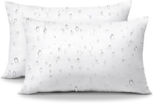 OTOSTAR Pack of 2 Premium Waterproof Pillows Inserts, 12 x 20 Outdoor Decorative Throw Pillow Inserts Soft Fluffy Plump Cushion Inserts for Patio Garden Bench Farmhouse Sofa Couch Bed, White