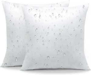 OTOSTAR Pack of 2 Premium Waterproof Pillows Inserts, 18 x 18 Outdoor Decorative Throw Pillow Inserts Soft Fluffy Plump Cushion Inserts for Patio Garden Bench Farmhouse Sofa Couch Bed, White