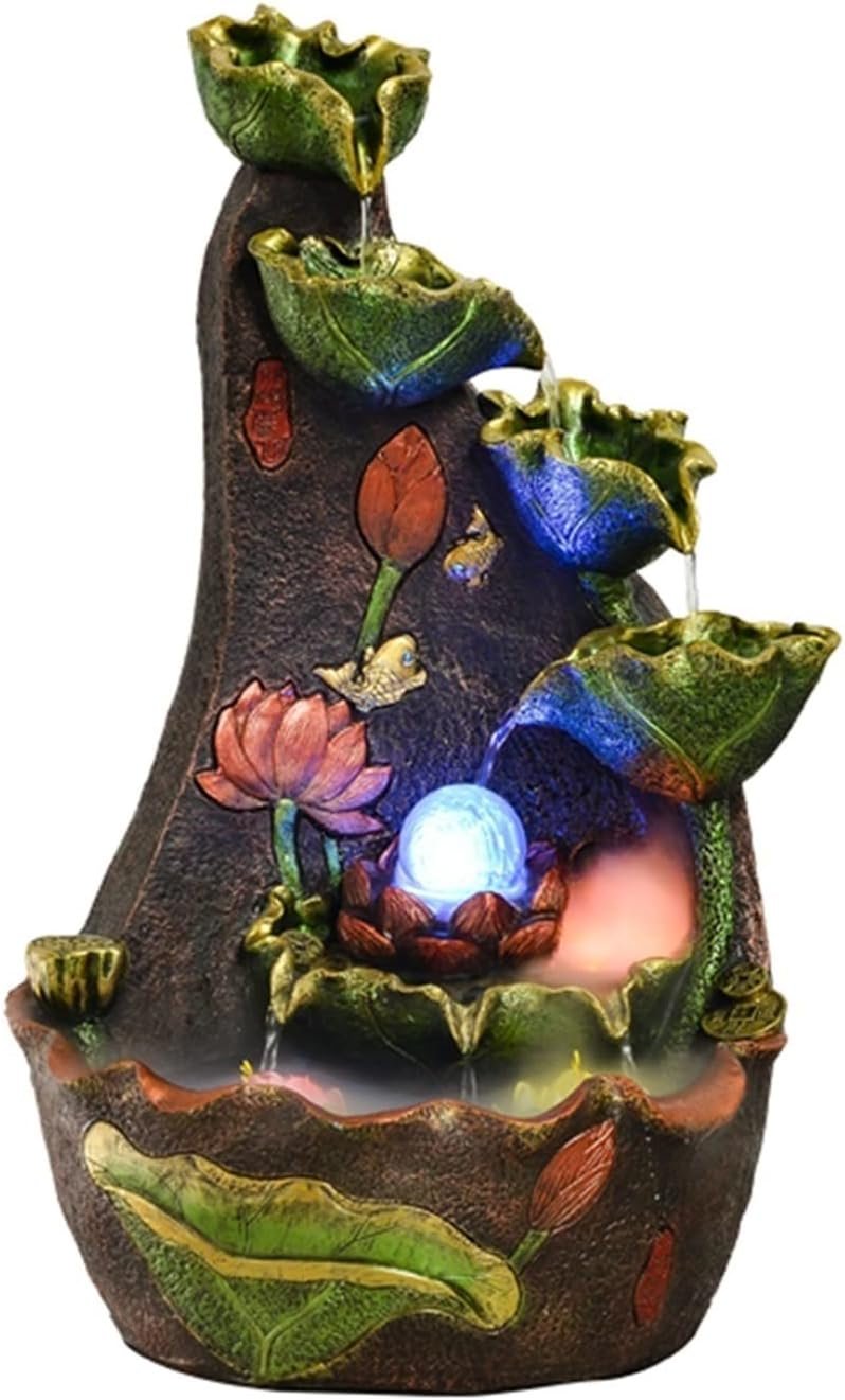 Office Fountain Indoor Resin Tabletop Fountain - Meditation Tabletop Fountain Office Fountain Indoor Resin Tabletop Fountain - Meditation Tabletop Fountain - Tabletop Waterfall Zen Fountain for Home, Office, Living Room Water Fountain Decor