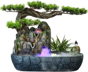 Office Fountain Tabletop Water Fountain Indoor Feng Shui Waterfall Ornament Crafts - Meditation Decorative Fountain - Living Room Office Decor Water Fountain Decor