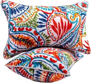 Outdoor Pillows Waterproof Set of 2 Outdoor Lumbar Pillows with Insert Included 12×20 Inch Outdoor Pillow for Patio Furniture