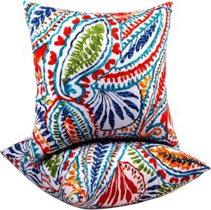 Outdoor Pillows Waterproof Set of 2 Outdoor Throw Pillows with Insert Included 18×18 Inch Outdoor Pillows for Patio Furniture