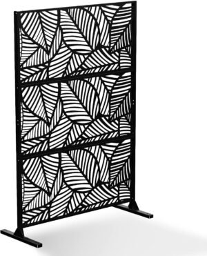 Outdoor Privacy Screens and Panels with Free Standing for Balcony Patio Garden Privacy Fence, Metal Laser Cut Decorative Privacy Screen 6 ft