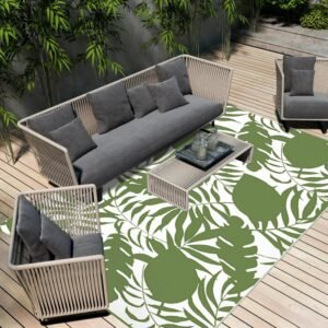 Outdoor Rug 9x12 Waterproof Patio Rugs Reversible Indoor Outdoor Rug Carpet, Portable Plastic Straw Rug for Patio Decor Outside Area Rugs Floor Mats for RV, Picnic, Backyard, Deck, Balcony