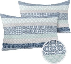 Outdoor Waterproof Throw Pillow Covers Set of 2 Blue Boho Stripe Tribal Vingtage Lumbar Pillowcases 20x12 Inches Bohemian Style Decorative Pillows Cushion Case Patio Pillows for Couch Bed Garden