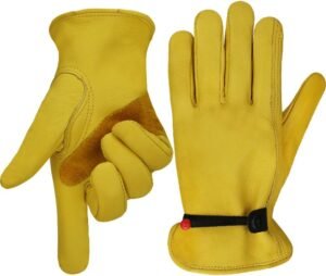 Outdoor Working Glove for Women and Men,Cowhide Leather Work Gloves for Gardening/Welding/Yard Work/Driving