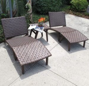 Oxford Outdoor Patio Resin Wicker Lounge Chair 5 Piece Set