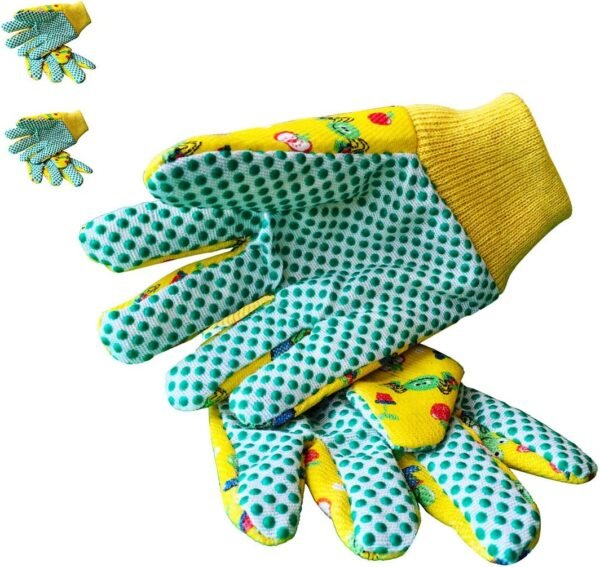 PROMEDIX P Kids Garden Gloves 3-6 Years Old Children Gardening Gloves Cotton Comfortable Bright Color, 2- Pair Pack