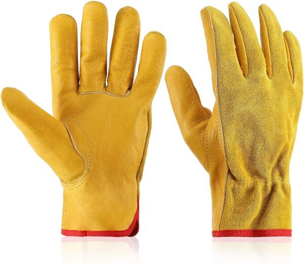 Patelai Garden Gloves Leather Gardening Gloves Thorn and Cutting Proof Work Garden Gloves