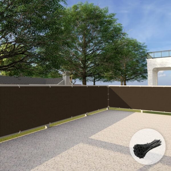 Patio 3' x 25' Balcony Privacy Screen Apartment Railing Covers Fence Panels for Outdoor, Temporary Fencing for Porch Deck Backyard Net Mesh with Zip Ties, Brown