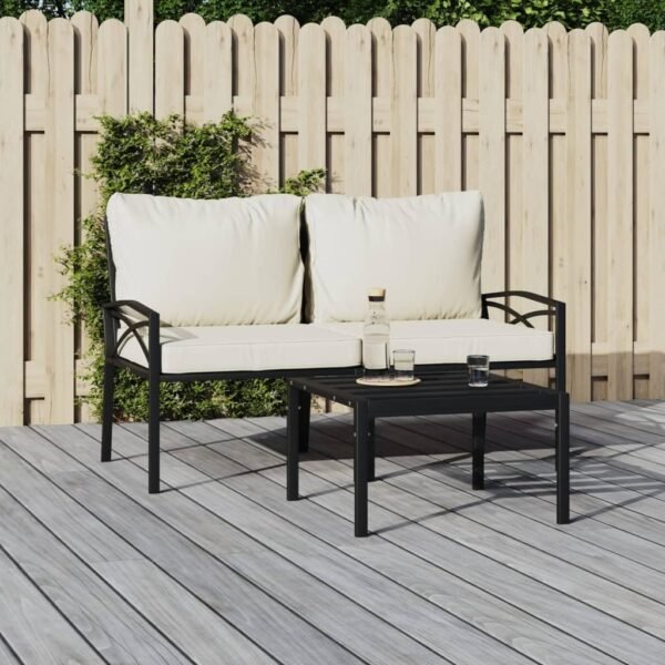 Patio Chairs Outdoor futon,Small Patio Couch,Balcony Couch,Apartment Balcony Furniture,with Sand Cushions 2 pcs 24.4"x29.5"x31.1" Steel