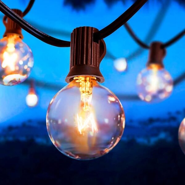 Patio String Light 25FT, 25 Bulbs(2 Spare) /5W & 2FT Extended Plug Cord, IP44 Waterproof Glass Edison Globe Outdoor Lights, Connectable Hanging Garden Light for Backyard Balcony Party Décor