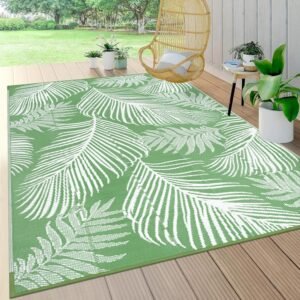 Pauwer Outdoor Rug 5'x8' Waterproof for Patios, Reversible Outdoor Plastic Straw Rug, Indoor Outdoor Area Rugs Carpet RV Mat, Outdoor Patio Camping Rug for RV, Picnic, Backyard, Deck, Balcony, Porch