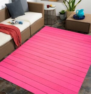 Pink 2x3 Waterproof Indoor Outdoor Rug for Patio Balcony Deck Porch Garden Rustic 3D Optical Illusion Carpet Farmhouse Washable Non Skid Camping Large Area Rug