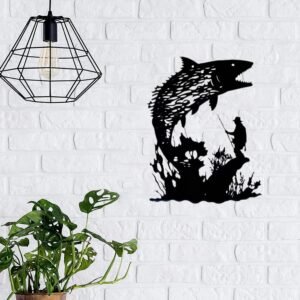 REPOSEX Metal Fish Wall Art Decor, Black Metal Wall Art Silhouette Wall Sculpture Decoration Hanging for Living Room Bedroom Bathroom Garden Patio Balcony Indoor Outdoor Gift