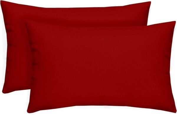 RSH DECOR: Lumbar Throw Pillows Set of 2 | 20” x 12" | All-Weather Spun Fabric | Water and Fade-Resistant | Outdoor Support Pillows for Patio Furniture | Red