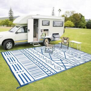 Reversible Outdoor Rugs for Patio Decor 6x9ft Large Plastic Straw Rug Waterproof Portable Outdoor Carpet Mat Boho Area Rug Floor Mat for Patio Clearance RV Camping Picnic Beach Backyard