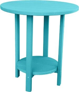 Round Bar Height Patio Table - Outdoor Bar Table - Balcony Height Patio Furniture for Your Deck - Poly Outdoor Furniture, Teal