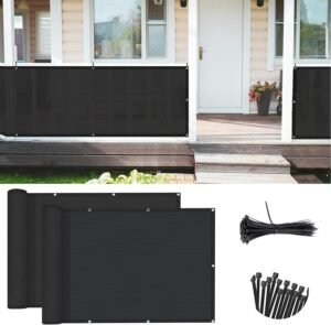 SUNNY GUARD 3'x10' (2 pcs) Black Balcony Deck Privacy Screen Fence, Apartments Railing Screen, Heavy Duty Wind Screen for Outdoor,Backyard,Patio,Deck Privacy