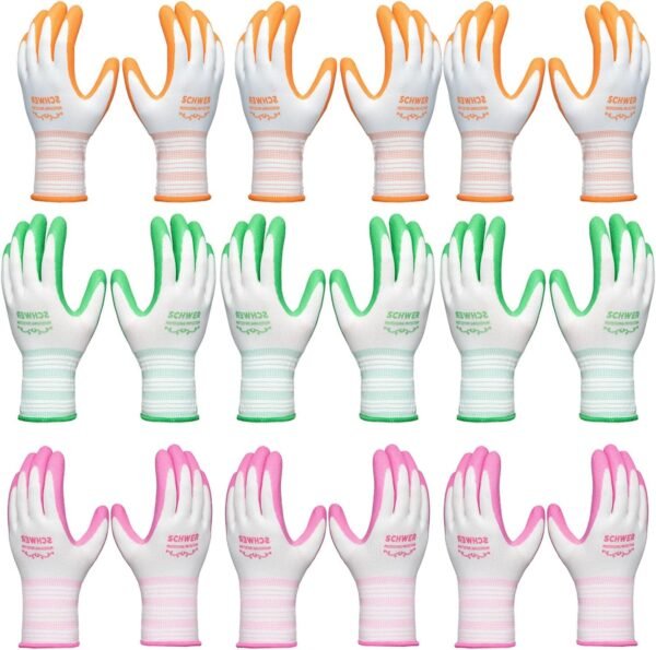 Schwer 9 Pairs Gardening Gloves for Women and Ladies, Breathable Rubber Coated Yard Garden Gloves, Outdoor Protective Work Gloves with Grip, Medium Size Fits Most