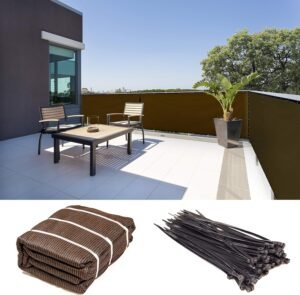 ShadeMart 3' x 10' Brown Fence Privacy Screen for Balcony, Patio, Apartment Porch - Windscreen Fabric Cloth for Railing, 90% Visibility Blockage with Grommets, Zip Ties (We Customize Size)