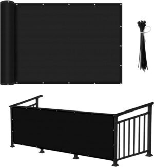 Shatex Balcony Privacy Screen Privacy Fence Screen 3x10ft Black,Outdoor Heavy Duty 90% Blockage Shade Cover for Wall Garden Gazebo Backyard