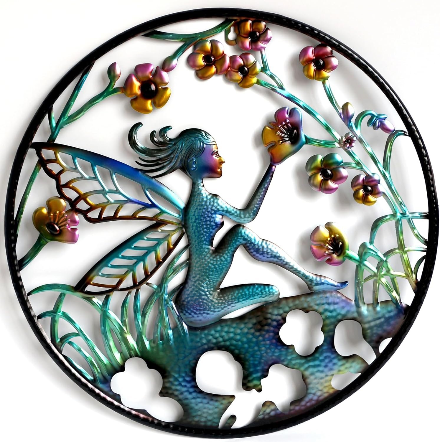 Shorayn Metal Fairy Wall Art Outdoor Decor 20'' Large Wall Shorayn Metal Fairy Wall Art Outdoor Decor 20'' Large Wall Sculpture Fence Hanging for Garden Yard Wall Décor Indoor Decoration for Living Room,Bedroom