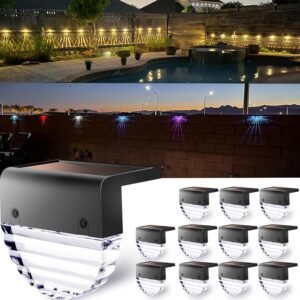 Solar Deck Lights - 12 Pack Outdoor Waterproof Lighting LED Lights Backyard Colorful Decorative Lights for Deck, Apartment Balcony, Fence