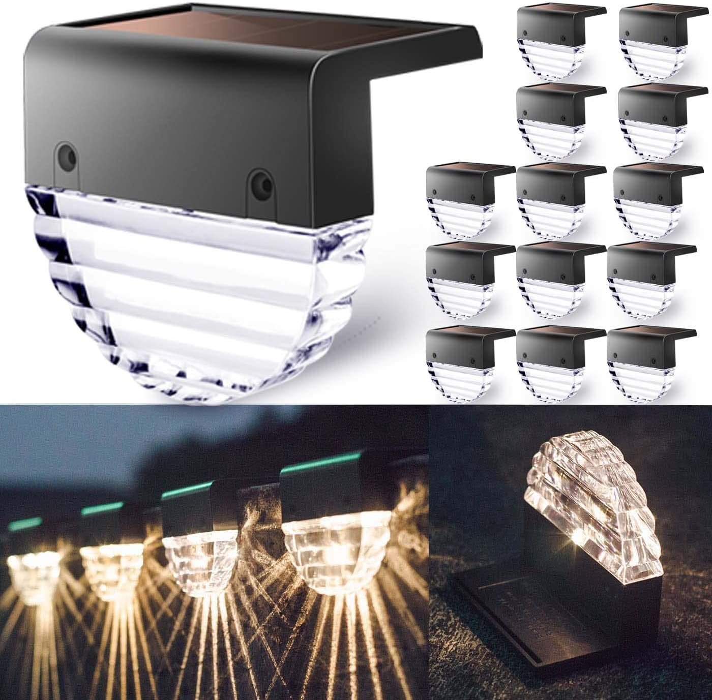 Solar Deck Lights - 14Pack Outdoor Waterproof Lighting LED Lights Solar Deck Lights - 14Pack Outdoor Waterproof Lighting LED Lights Backyard Colorful Decorative Lights for Deck, Apartment Balcony, Fence