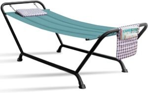 Sorbus Cozy Hammock Bed- Patio Hammock with Stand w/Pillow and Storage Pockets- Heavy Duty 500lbs Support- Durable Outdoor Hammock- For Patio, Garden, Backyard, Poolside- Weather Resistant Outdoor Bed