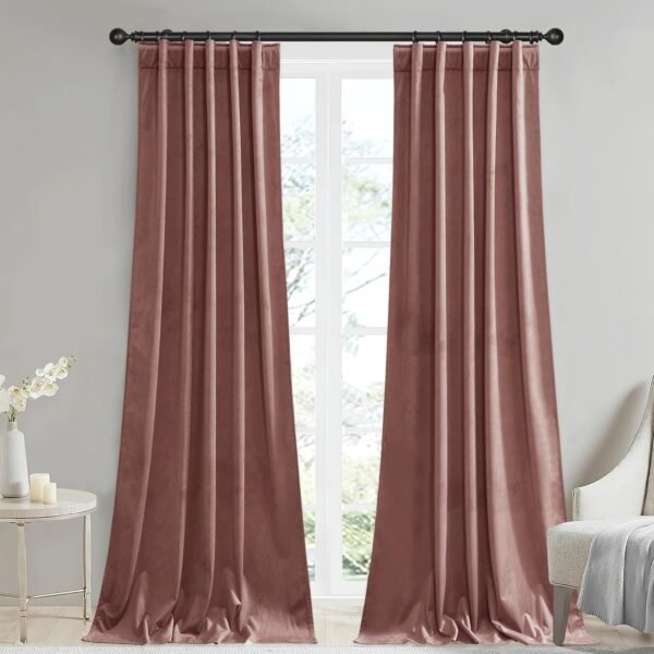 StangH Elegant Velvet Curtains Wild Rose W42x L90 inches 2 Panels, Light Blocking Privacy Panels Back Tab for Girls Bedroom Classic Home Decor Door Curtains for Cloakroom/Balcony