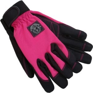 Stretch Gardening Glove with Micro Suede Palm, Hot Pink, Medium