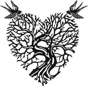 SuepeUsop Black Metal Bird Wall Art Decor, 2 Birds and Heart shaped Hollow Tree Iron Sculpture Hang for Outdoor Indoor Living Room Bedroom Balcony Garden Ornament