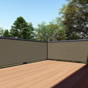 TANG 3' x 12' Brown Balcony Privacy Screen Fence 200GSM Deck Fence Outdoor Privacy Cover Weather Resistant for Patio Apartment Deck Porch Backyard Railing Screen