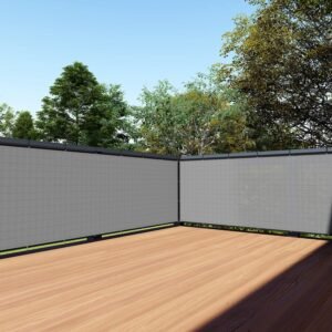 TANG 3' x 12' Light Gray Balcony Privacy Screen Fence 200GSM Heavy Duty Windscreen for Apartment Porch Deck Outdoor Patio Backyard Patio Balcony UV-Proof