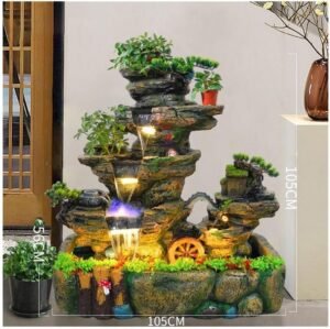 Table Fountain Indoor Table Water Fountains Rockery Flowing Water Fountain Fish Pond Landscaping Ornaments Indoor Living Room Balcony Lucky Flow Circulation Water Landscape Decorations Zen Meditation