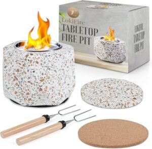 Table Top Firepit - Tabletop Fire Pit Bowl Indoor Smores Maker Kit - Portable Outdoor & Indoor Mini Fire Pit - Small Fire Pit Patio Balcony Decor - Housewarming Gift for Women Mom New Home