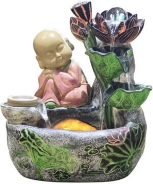 Tabletop Fountain Indoor Tabletop Fountain Rockery Lucky Ornament Feng Shui Turning Water Fountain Zen Meditation Indoor Waterfall Feature Office Home Decor Indoor Fountain