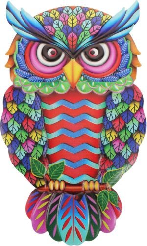 Tofficu Metal Outdoor Wall Decor, 10.2 Inches 3D Metal Yard Art, Owl Wall Decor for Outside House Porch Balcony Fence Lawn Ornament