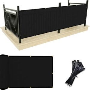 UPGRADE Balcony Privacy Screen Fence Commercial Shade Cover 3' x 10' with Ties Durable and UV Resistant Perfect for Deck Patios-Black, Customizable