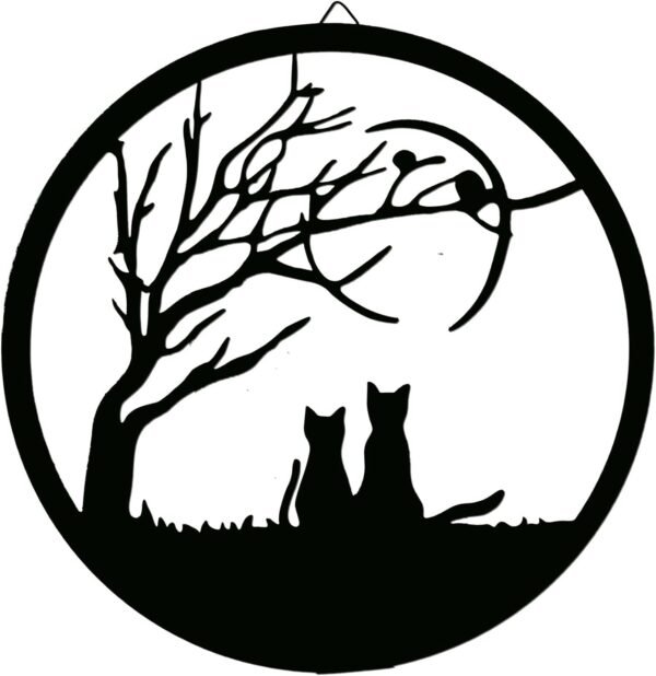 VESTCDF Metal Cat Wall Decor, 11.8" Balck Cat Wall Art Decor for Indoor Outdoor, Black/Brown Cats Silhouette Hanging Decoration for Bedroom Living Room Kitchen Door Patio Yard Balcony