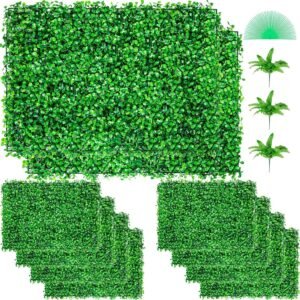 VEVOR 10PCS 24"x16" Artificial Boxwood Panels,Boxwood Hedge Wall Panels,Artificial Grass Backdrop Wall 1.6", Privacy Hedge Screen UV Protected for Outdoor Indoor Garden Fence Backyard