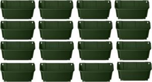 Vertical Garden Planter - 16 Pack, 13 inch Wall Mounted Planter for Patio Outdoor Decor, Home Green Plastic Pot Balcony Planter, Plant Vegetable Fruit Herb Hanging Pocket Holder Flowerpot