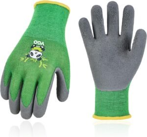 Vgo... 1 Pair Age 7-9 Kids Gardening Gloves, Bamboo Fibre Gloves,Children Yard Work Gloves,(XS,Green,RB6026-KID)