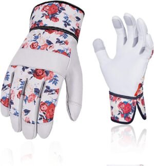 Vgo... Gardening Gloves Women, Leather Safety Work Gloves, Puncture-proof, Thornproof, Touchscreen (GA7471)